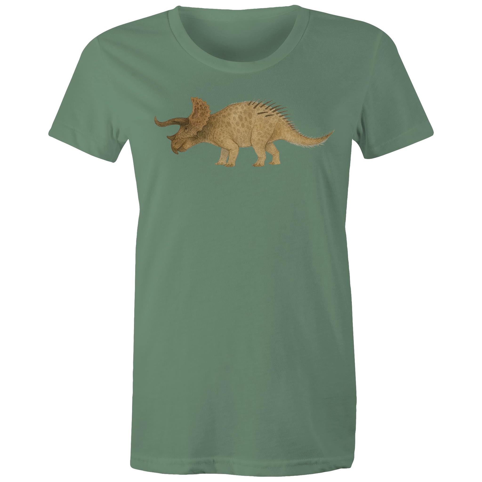 Triceratops  - Spike the Dinosaur - Women's and Unisex Capped Sleeve Tee