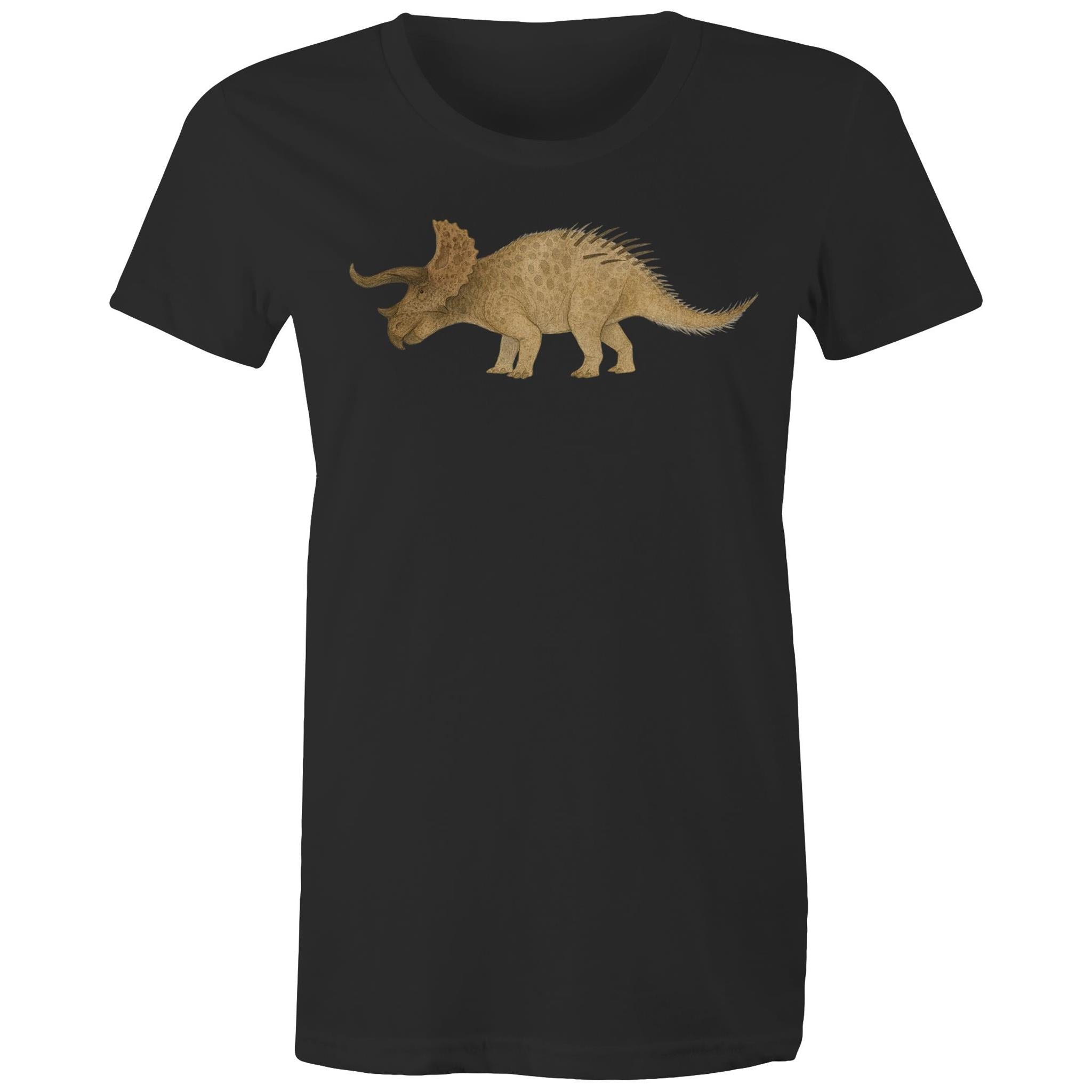 Triceratops  - Spike the Dinosaur - Women's and Unisex Capped Sleeve Tee
