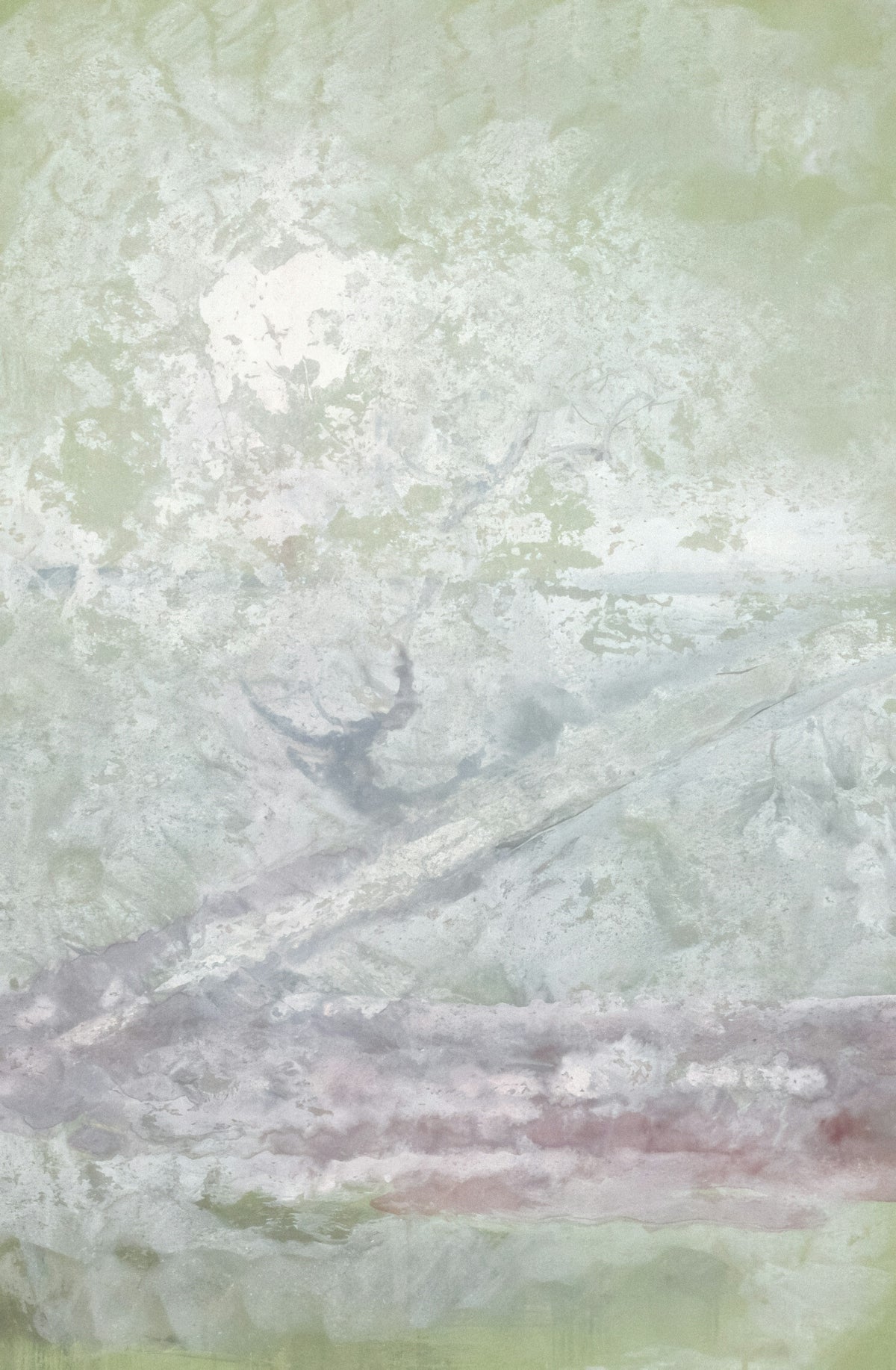 a painting of a green and white background