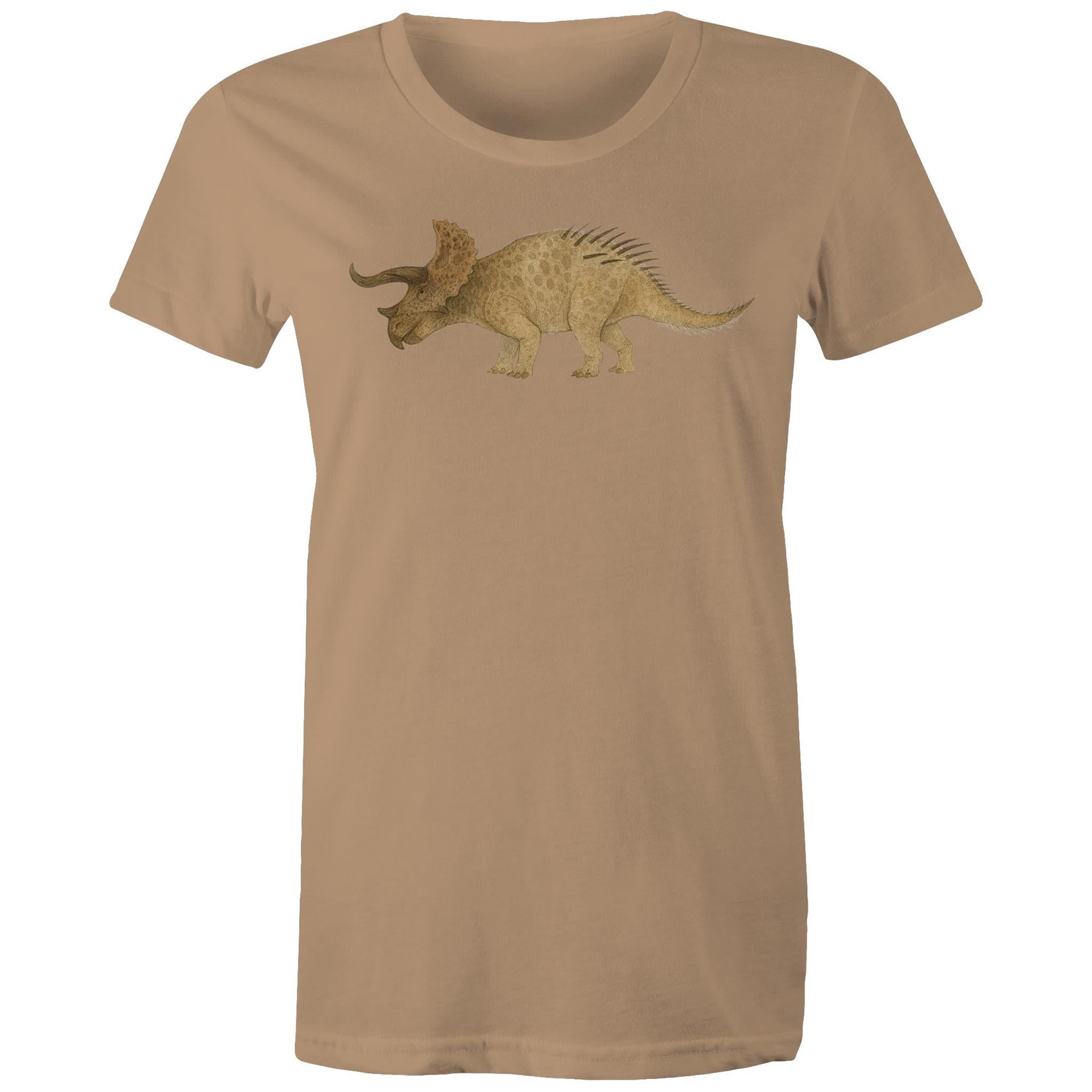 Triceratops  - Spike the Dinosaur - Women's and Unisex Capped Sleeve Tee